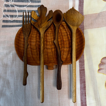 Handcrafted Acacia Wood Utensil Set – Unique Fork, Spoon, and Stir Stick Collection for Kitchen and Table